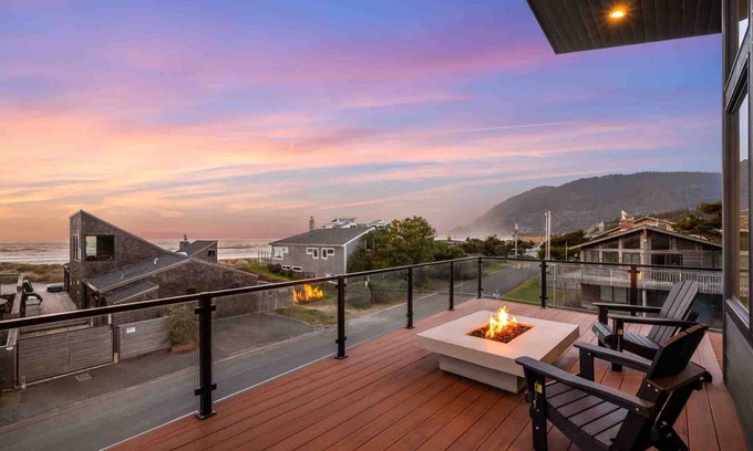 Manzanita House | Incredible Manzanita Escape, Indoor Sport Court, Huge Deck w/Fire Table and Ocean Views
