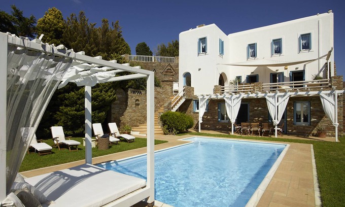Andros Villa | Infinite Serenity: Villa Etheria – 4 Bed Luxury, Private pool, Gym