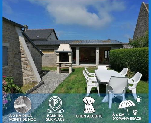 Saint-Pierre-du-Mont House | L Ancre Maison séjour spacieux lumineux avec jardin et extérieur aménagé terrain de petanque proche Omaha beach, Grandcamp Maisy et pointe du Hoc