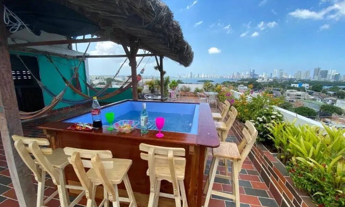 Cartagena District Bed & Breakfast | La Terraza De Estella, double room with shared kitchen and 360° view rooftop!n