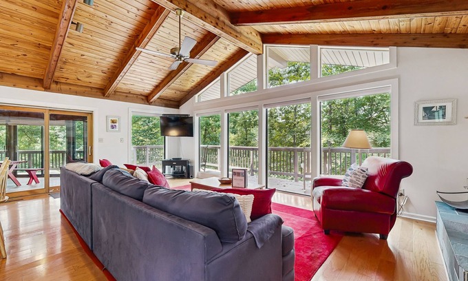 Blue Water House | Lakefront Escape with Private Docks, Three-Season Room, and Spacious Bunk Room