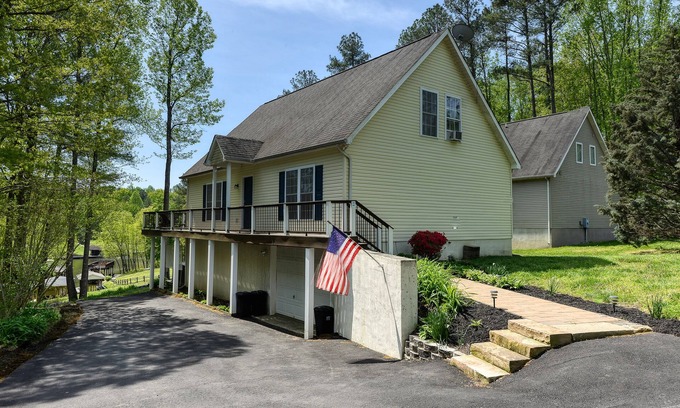Bumpass House | Lakefront Gem W/Private Hot Tub, Firepit, Large Deck, Game Room & Fast WiFi