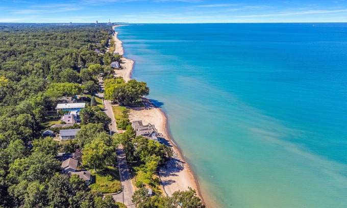 Michiana House | Lakefront getaway with lake views, private pool, game room & custom golf cart