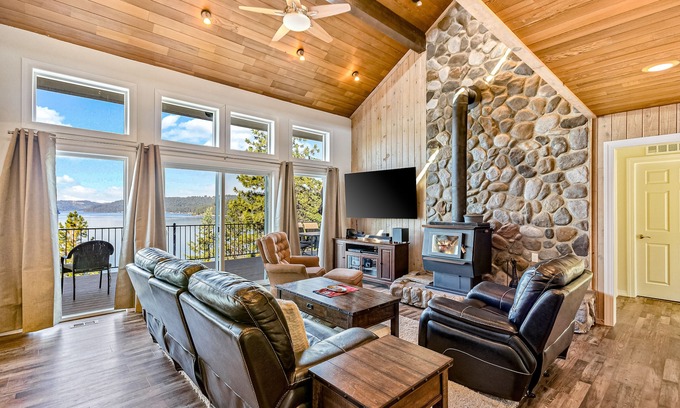Worley House | Lakefront home on Lake Coeur d'Alene w/tram, dock, kayaks, SUPs & decks