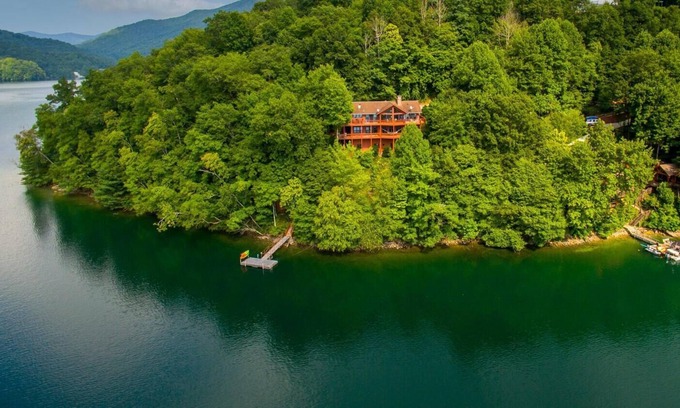 Topton House | Lakefront lodge--stunning views, private dock, kayaks, fire pit, pet friendly