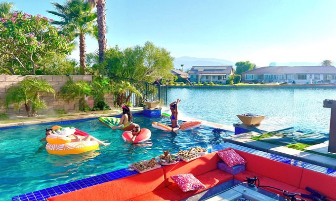 Terra Lago House | Lakefront Oasis in Indio Terra Lago.#Bachelorettes heaven with large misty pool.