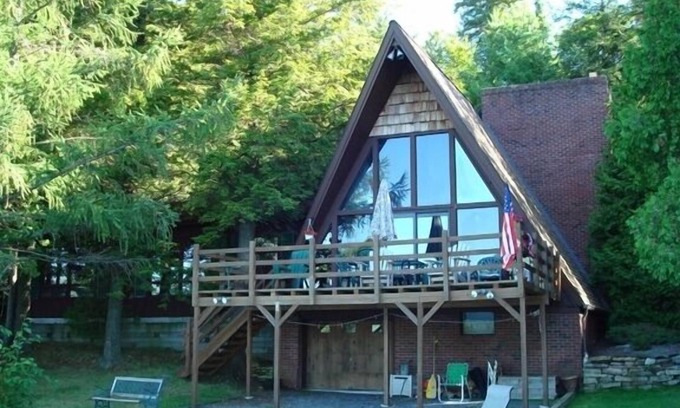 Ellenburg Depot Ski Chalet | Large Secluded Lakefront Chalet on Chazy Lake