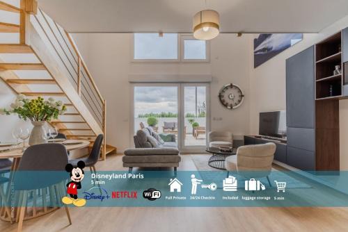 Coupvray Apartment | Le Hiva Oa , 5 pers, duplex 5min Disneyland Paris