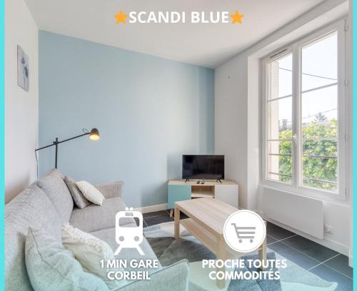 Corbeil-Essonnes Apartment | Le Scandi Bleu - Proche Gare Corbeil - Cozy Houses