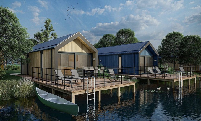 Arcen House | Lodge by the Lake in Arcen with Water Terrace