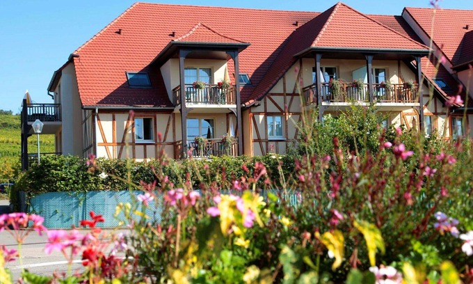 Bergheim Apartment | Lovely apartment for 3 guests with WIFI, pool, TV, terrace, pets allowed and parking