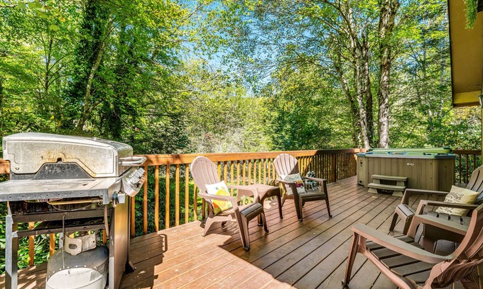 Mill Ridge House | Lovely dog-friendly mountain home with firepit, private hot tub, pool & tennis