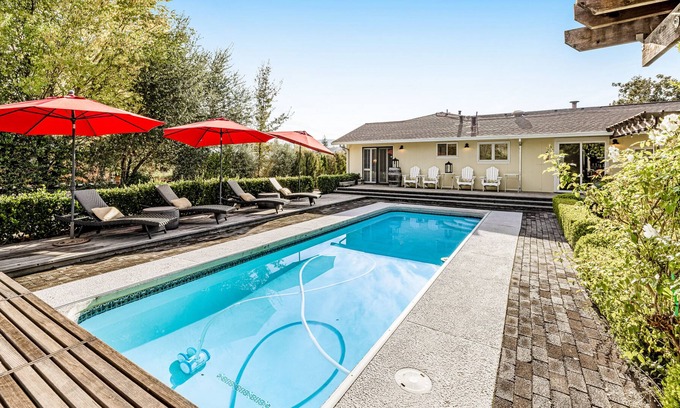 Kenwood House | Luxe estate with mountain views and outdoor oasis, with pool, hot tub, & firepit