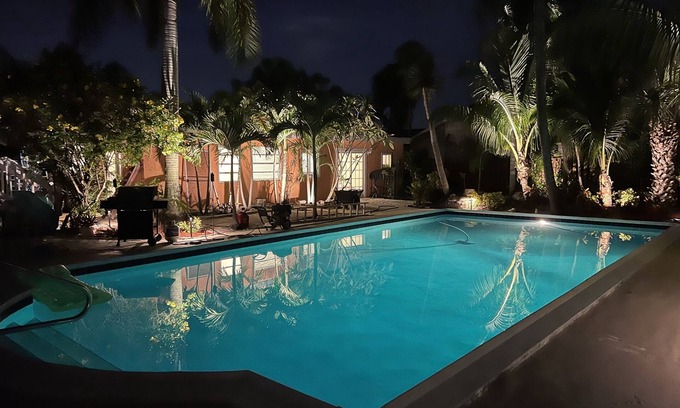 Boynton Beach House | Luxury 5 Bdrm 3 Bath Mini Resort with Heated Pool In Private Tropical Paradise!