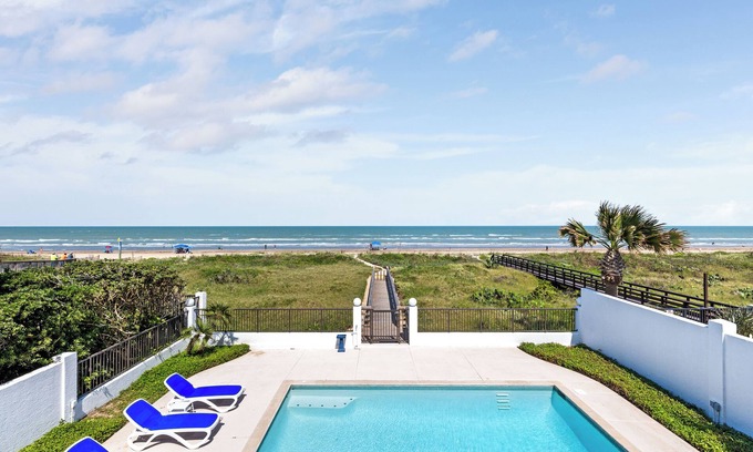 South Padre Island House | Luxury Beachfront Home w/private beach access & private heated pool!