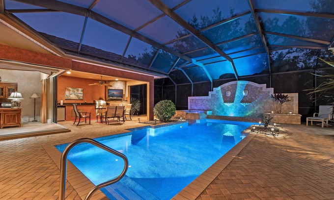 Central Naples House | Luxury Estate Home - Private Oversized Pool, Hot Tub, Summer Kitchen + Fireplace