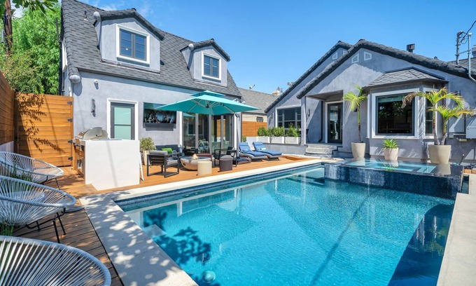 Beverly Grove House | Luxury Home, Heated Pool, BBQ, Patio & Workspace