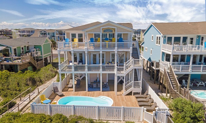 Holden Beach House | Luxury Oceanfront Retreat w/Private Pool, Elevator & Concierge Tent Service