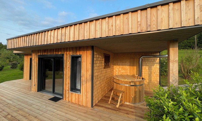 Anould Ski Chalet | Luxury owl chalet with Finnish bath at Nature Cottage Vosges