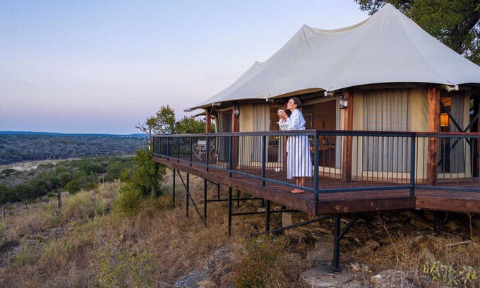 Johnson City RV Rental | Luxury Safari Tents on 96 acres in the Texas Hill Country
