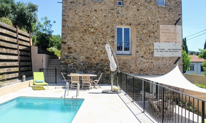 Roquebrun Apartment | Maison de Farine's La Cave has modern amenities, large terraces, and a pool