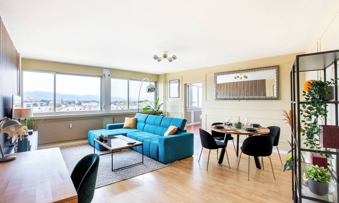 Mulhouse Apartment | Modern 2BR Sunset View over Vosges Full Kitchen Netflix & Parking