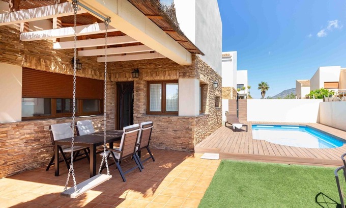 Durcal Cottage | Modern House with swimming pool, garden, mountain views and barbecue