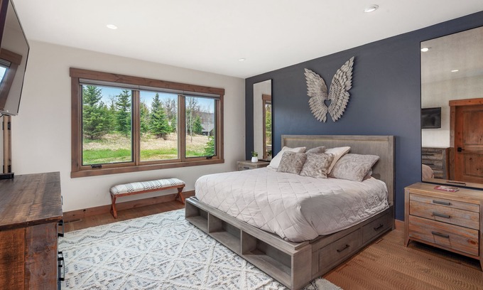 Whitefish Apartment | Modern-Rustic Retreat + Full Kitchen, Soaking Tub, Office, Media Room & Deck
