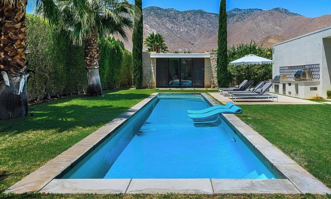 Palm Springs House | Modern Villa In Guard-Gated Community, Solar, Lap Pool, Spa, Casita, Pizza Oven