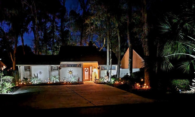 Moss Creek House | Moss Creek - Private Home, Very private back patio w/Lagoon & Salt Marsh views