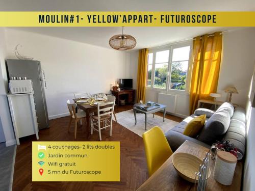 Jaunay-Clan Apartment | Moulin#1-Yellow'appart - Futuroscope-Jardin & Parking