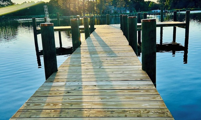 Cambridge House | NEW! Cattail Cove: Waterfront Retreat w/Guest House, Hot Tub, Pool,Fire Pit,Dock