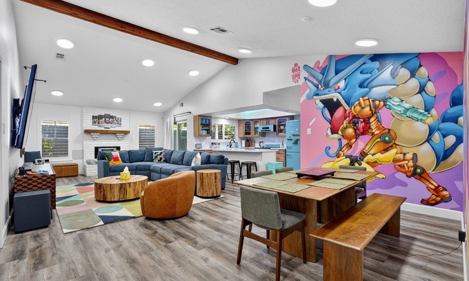 Grogan's Mill House | NEW! Game-Themed Stay w/Hot Tub & Arcade