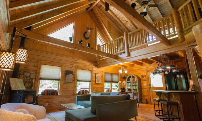 Dawsonville Cabin | NEW! Perfect for Fall Weather! - Renovated Riverfront Log Cabin with Firepits