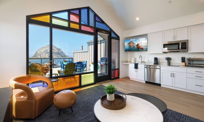 Morro Bay Condo | Newly Built Upstairs Harbor View Suite with Huge Private Deck, Stunning Views