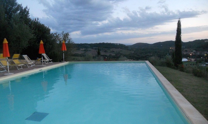 Poggibonsi Villa | Nice apartment in villa with pool, WIFI, TV, patio and panoramic view, close to San Gimignano
