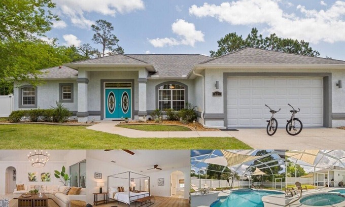 Palm Coast House | Oasis Heated Pool Spa Fenced Yard Bicycles