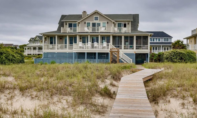 South Beach House | Oceanfront Bald Head Home with Private Boardwalk to the Beach