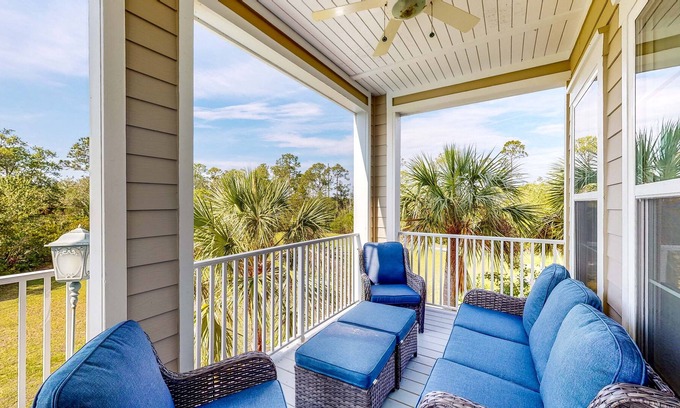 St. Marys Condo | Palm-lined Home, Dock Access, Firepit, & Balconies