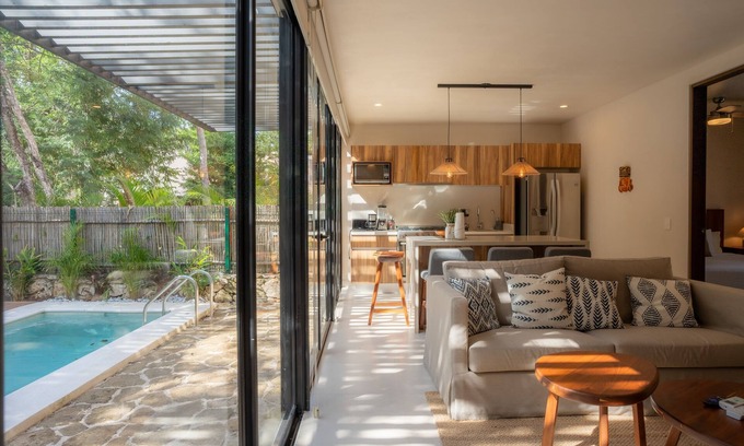 Tulum House | Paradise at its finest with plunge pool, jetted tub, partial AC, & washer/dryer