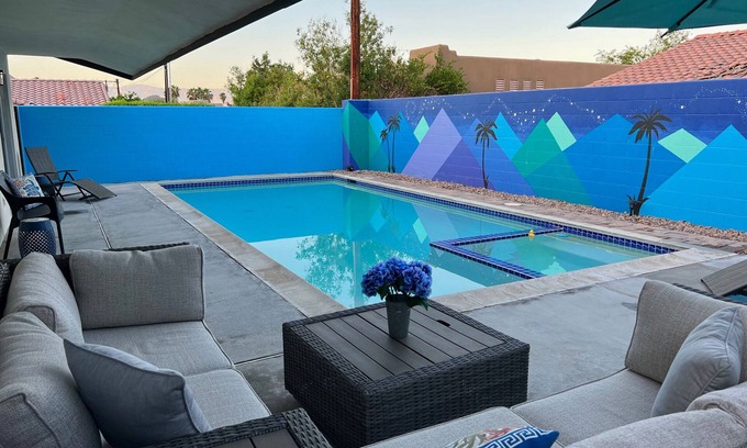 La Quinta Cove House | Peaceful paradise, mountain views, pool, spa, dog ok! Work or play!