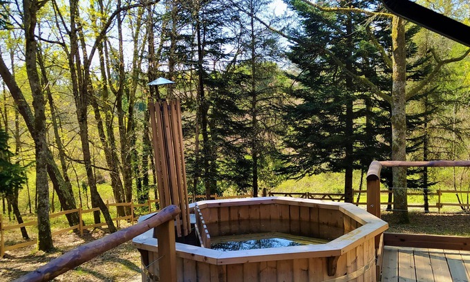 Saint-Germain-du-Salembre Ski Chalet | Pine Tree lodge and Nordic bath in the middle of the forest!