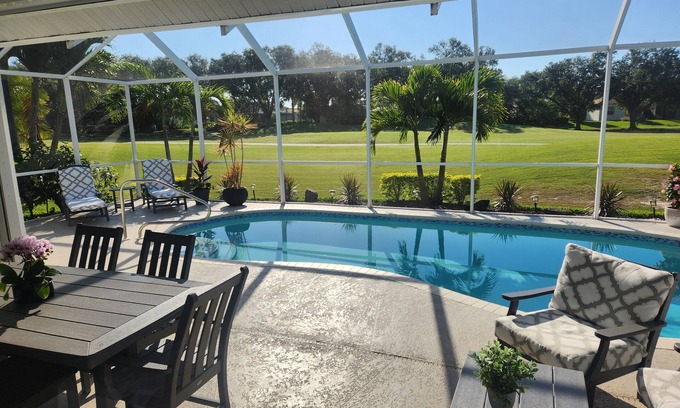 Falcons Glen House | PLAYERS CLUB at Lely Resort! Home with NEW heated salt water pool on golf course