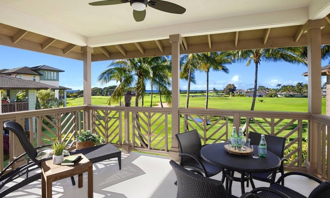 Poipu Condo | Poipu Retreat: 3BR with Ocean & Golf Views, Lanai Sunsets, Pool & Central A/C