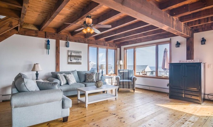 Sandwich House | Post and Beam home with beautiful views of Cape Cod Bay, just one house back from the water