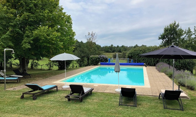 Saint-Privat-des-Pres House | Private farmhouse with large, heated salt water pool.