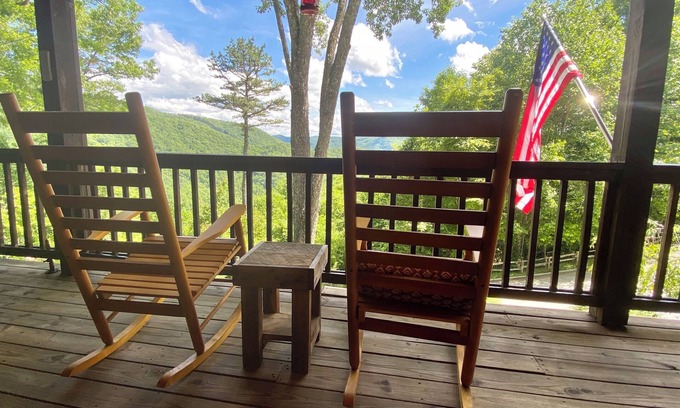 Tuckasegee Cabin | Private Mountain Cabin with Amazing Views Fire Pit Deck Near Lake & Trails