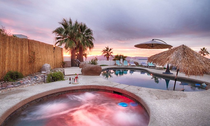 Lake Havasu City Villa | Private Villa -Pool, Spa, Tennis Court & More! Gorgeous Lake and Mountain Views