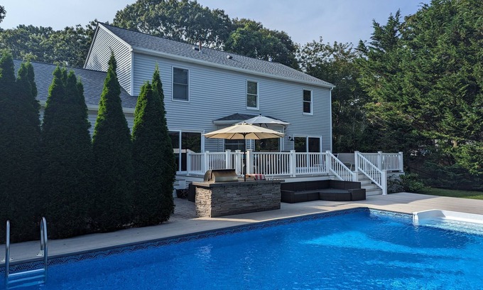 Hampton Bays House | Private-Walk to the Beach-Large Yard-Heated Pool-Game Room-77" TV-All You Need!