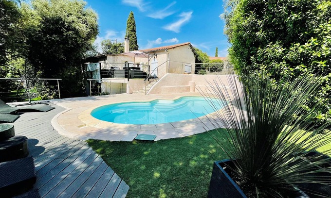 Saint-Jacques House | Quiet villa with pool ideal family in Grasse near sea and mountains